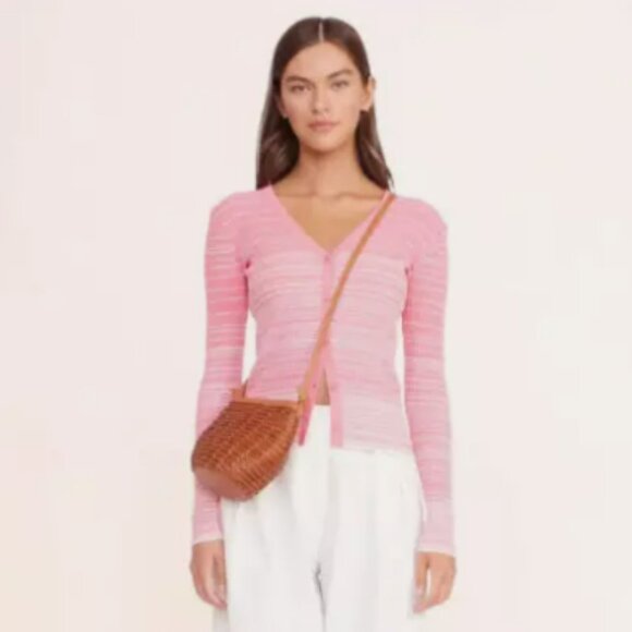 STAUD Anouk Woven Leather Crossbody Bag in Tan MSRP$395 SUMMER BREEZE - Picture 5 of 11